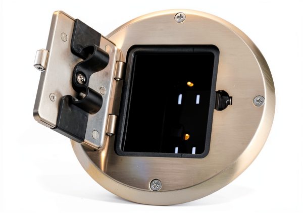 Floor Box Kit RACO 6239NI Nickel 1-Gang Recessed Duplex 15A TR Device-1