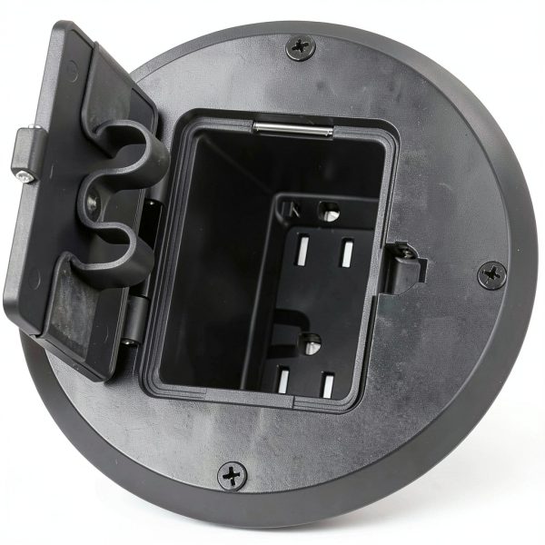 Floor Kit RACO 6239BK 1-Gang Black Recessed Duplex 15A TR Device-1