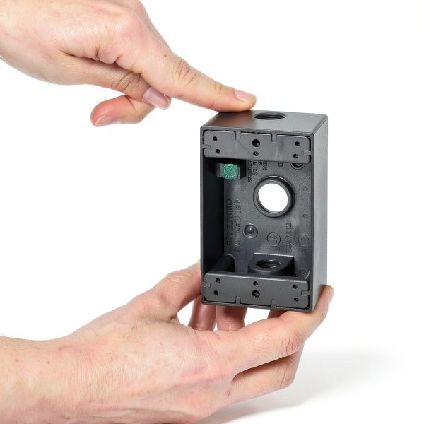 SIGMA ENGINEERED SOLUTIONS 14250 Metal Electrical Outlet Box, Weatherproof, Easy Mount Plug and Receptacle Protector, Gray, (3) 1/2-Inch Holes, 1 Gang Box-5