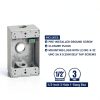 SIGMA ENGINEERED SOLUTIONS 14250 Metal Electrical Outlet Box, Weatherproof, Easy Mount Plug and Receptacle Protector, Gray, (3) 1/2-Inch Holes, 1 Gang Box-2