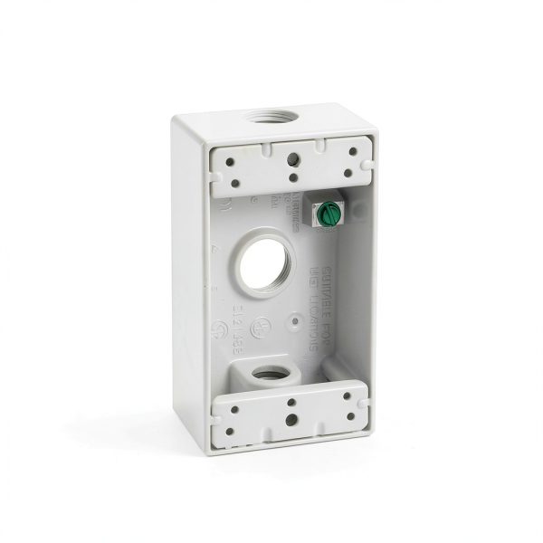 SIGMA ENGINEERED SOLUTIONS 14250 Metal Electrical Outlet Box, Weatherproof, Easy Mount Plug and Receptacle Protector, Gray, (3) 1/2-Inch Holes, 1 Gang Box-3