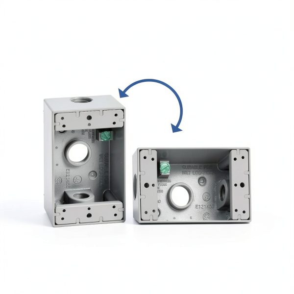 SIGMA ENGINEERED SOLUTIONS 14250 Metal Electrical Outlet Box, Weatherproof, Easy Mount Plug and Receptacle Protector, Gray, (3) 1/2-Inch Holes, 1 Gang Box-4