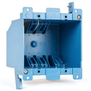 XIUTE 2-Gang PVC Old Work Retrofit Standard Switch/Outlet Wall Electrical Box,Non-Metallic 2 Gang Junction Box,Blue 25 cu. Inches,ETL Listed,1PCS-0