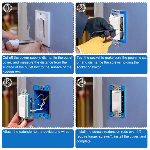 Electrical Box Extenders 4pcs Thin Style by Gosknor with 8 Screws-6