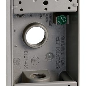 SIGMA ENGINEERED SOLUTIONS 14250 Metal Electrical Outlet Box, Weatherproof, Easy Mount Plug and Receptacle Protector, Gray, (3) 1/2-Inch Holes, 1 Gang Box-0